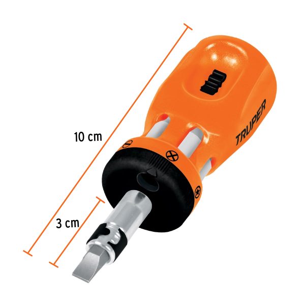 18193 - Desarmador tipo trompo con matraca y 6 puntas dobles, Truper