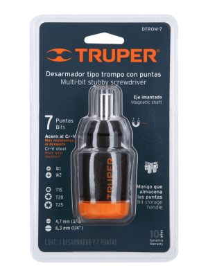 10751 - Desarmador tipo trompo con 7 puntas, Truper