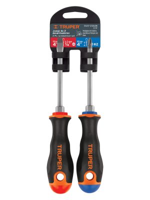 19622 - Dúo de desarmadores 1/4' x 4' mango Comfort Grip, Truper