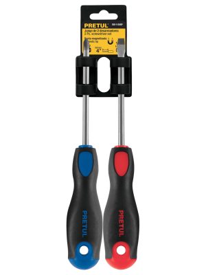 20215 - Dúo de desarmadores 1/4' x 4' mango Comfort Grip, Pretul