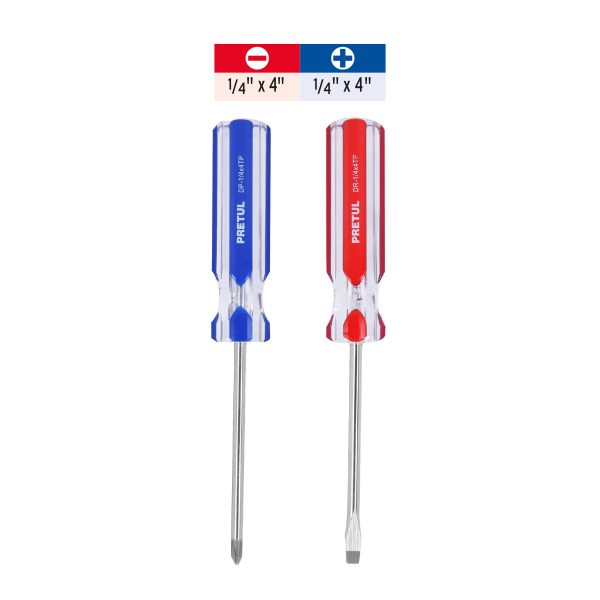 20210 - Dúo de desarmadores 1/4 x 4' mango de PVC, Pretul