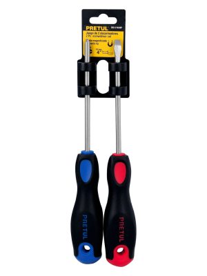 20216 - Dúo de desarmadores 3/16' x 4' mango Comfort Grip, Pretul