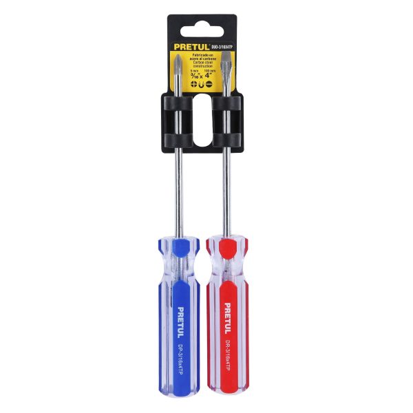 20211 - Dúo de desarmadores 3/16 x 4' mango de PVC, Pretul