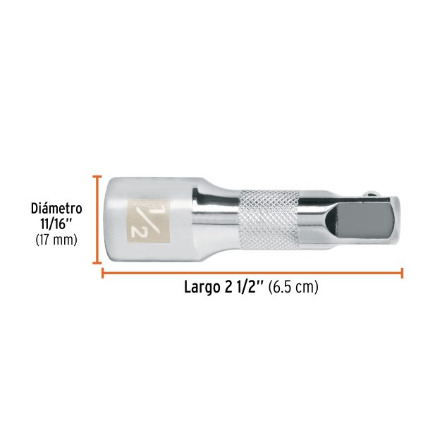 13414 - Extensión cuadro 1/2' para matraca, largo 2-1/2', Truper