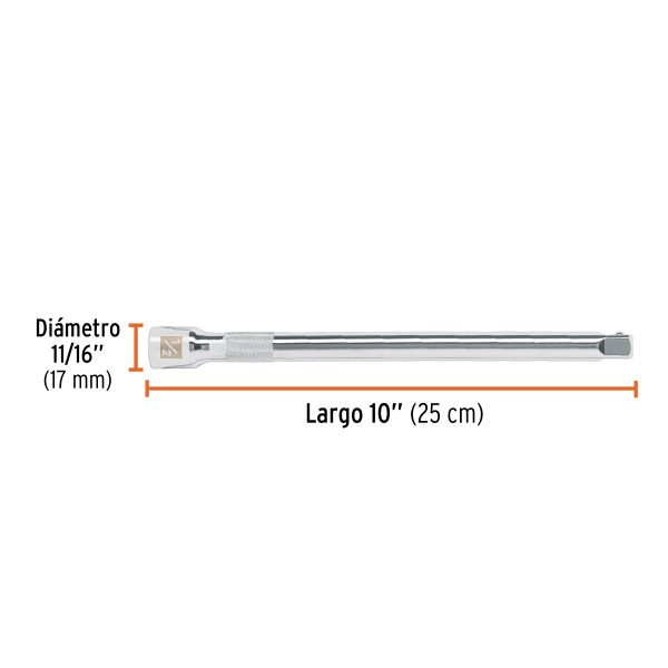 13418 - Extensión cuadro 1/2' para matraca, largo 10', Truper