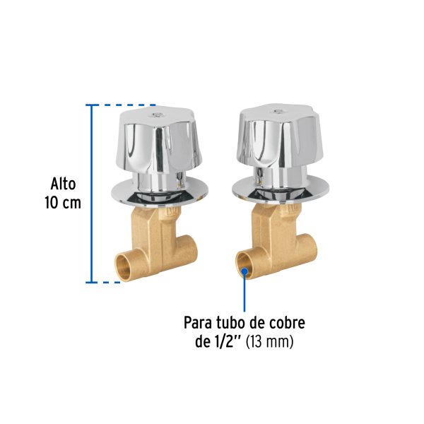 49801 - Juego llaves empotrar soldables, maneral metálico, Basic