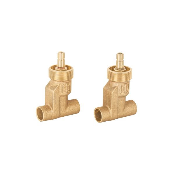 49600 - Juego llaves empotrar soldables, 1/4 vuelta, s/maneral,Foset