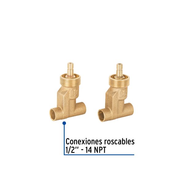 49600 - Juego llaves empotrar soldables, 1/4 vuelta, s/maneral,Foset