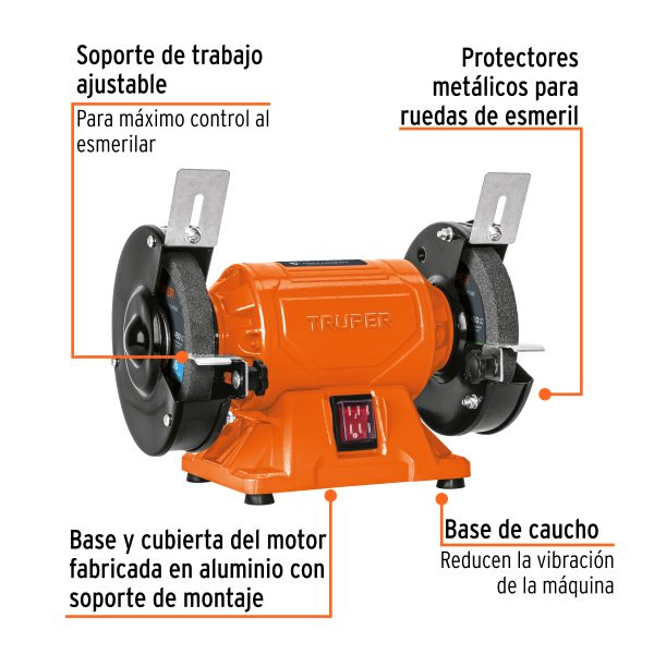 12784 - Esmeril de banco de 5' de 1/4 HP (185 W), Truper
