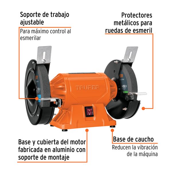 12786 - Esmeril de banco de 8' de 3/4 HP (560 W), Truper