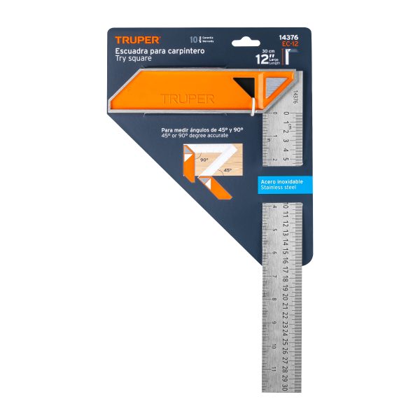 14376 - Escuadra 12' para carpintero con mango 100% de aluminio