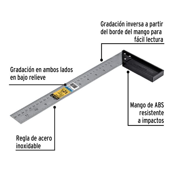 26089 - Escuadra 12' para carpintero, Pretul