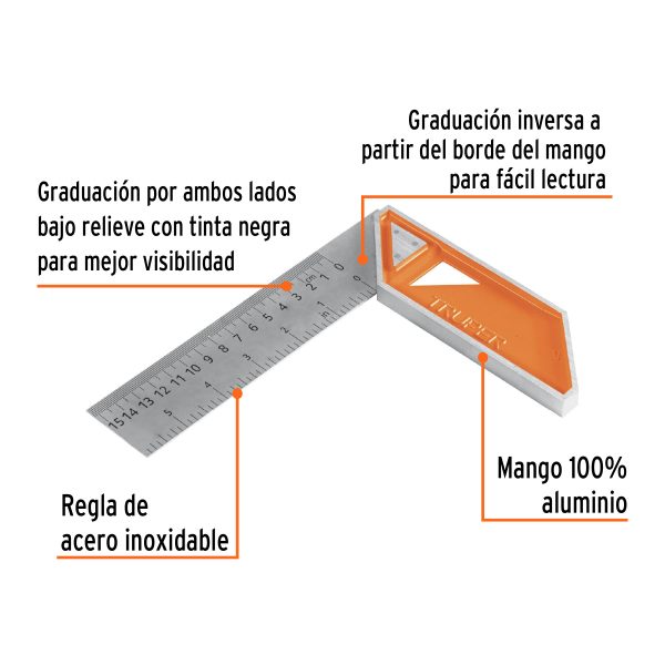 14370 - Escuadra 6' para carpintero con mango 100% de aluminio