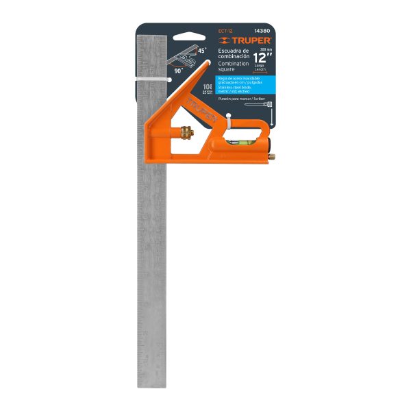 14380 - Escuadra 12' de combinación con punzón para marcar, Truper