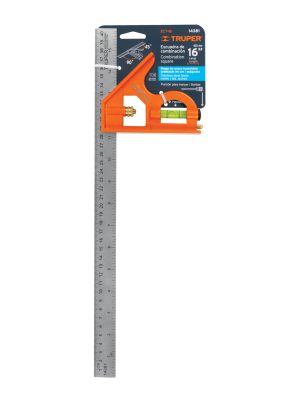 14381 - Escuadra 16' de combinación con punzón para marcar, Truper