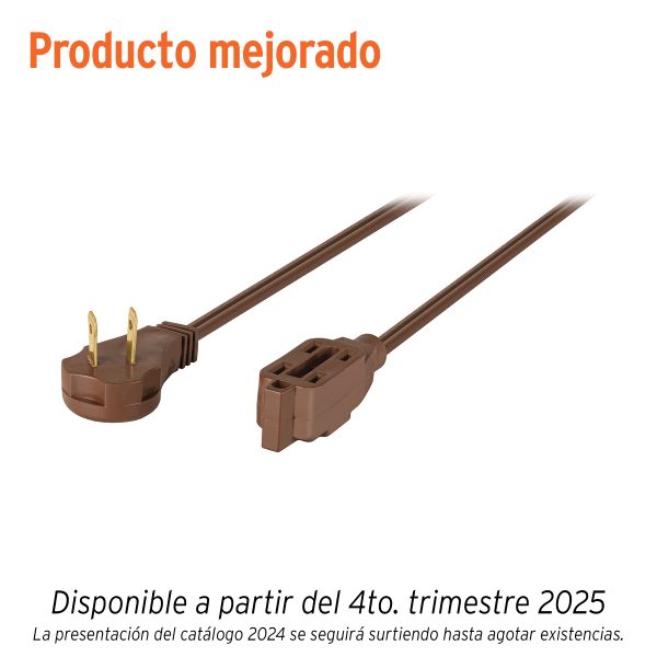 48001 - Extensión eléctrica doméstica 2 m clavija plana, café