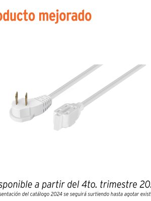 48012 - Extensión eléctrica doméstica 4 m clavija plana, blanca