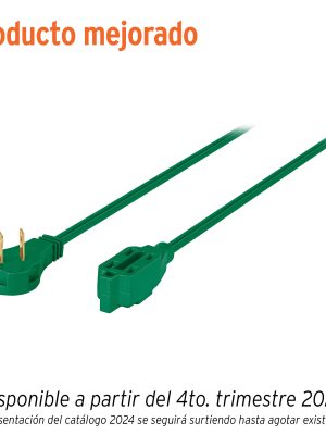 48020 - Extensión eléctrica doméstica 5 m clavija plana, verde