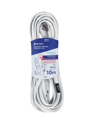EDA-10BE1.jpg 49573 - Extensión doméstica aterrizada 10 m blanca con clavija plana