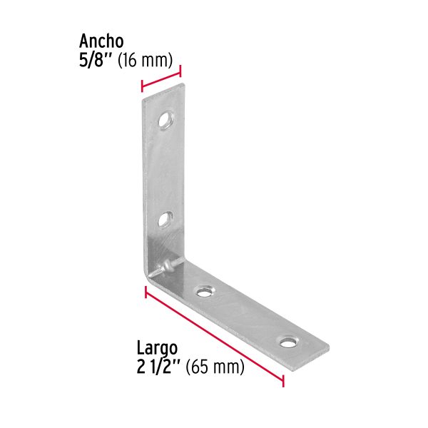 41033 - Bolsa con 24 escuadras esquineras 2-1/2' x 2-1/2', Fiero