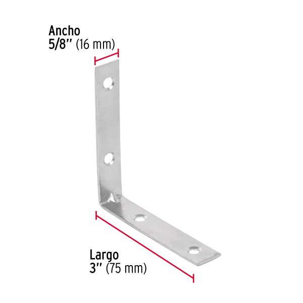 41034 - Bolsa con 24 escuadras esquineras 3' x 3', Fiero