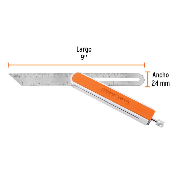 14385 - Escuadra 9' falsa de acero inox mango de aluminio, Expert