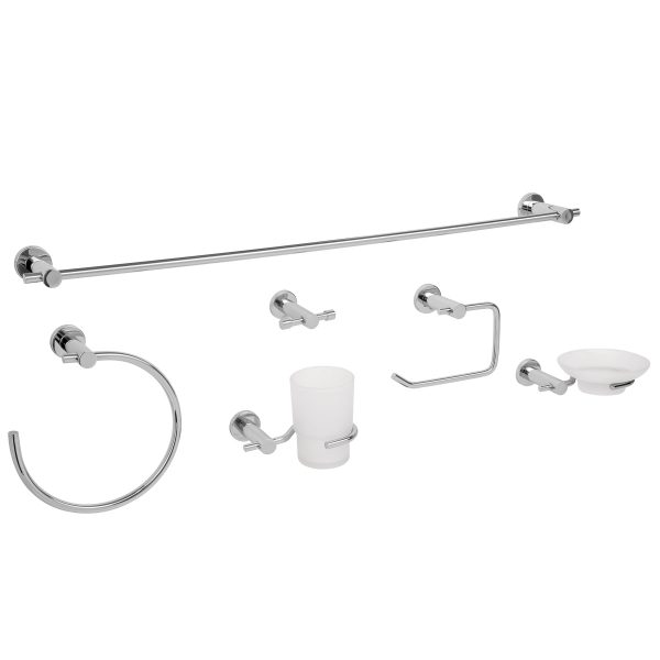 49681 - Juego de 6 accesorios para baño acabado cromo, Foset Element