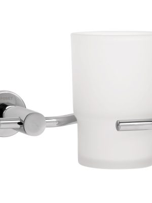 49668 - Portavaso cepillero cromo con vaso de vidrio, Foset Element