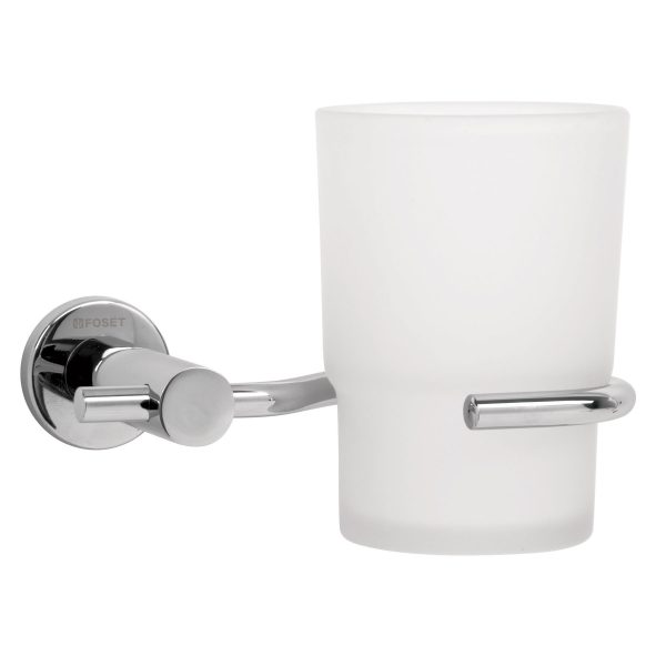 49668 - Portavaso cepillero cromo con vaso de vidrio, Foset Element