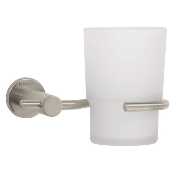 49674 - Portavaso cepillero satín con vaso de vidrio, Foset Element
