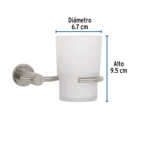 49674 - Portavaso cepillero satín con vaso de vidrio, Foset Element