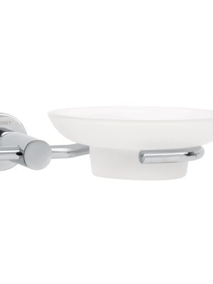 49669 - Jabonera metálica cromo con plato de vidrio, Foset Element