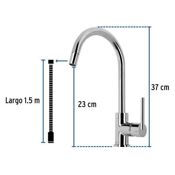 49914 - Monomando cromo nariz retráctil para fregadero, Element