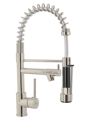 49107 - Monomando con doble salida para fregadero, Satín, Element