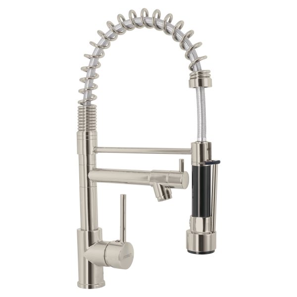 49107 - Monomando con doble salida para fregadero, Satín, Element