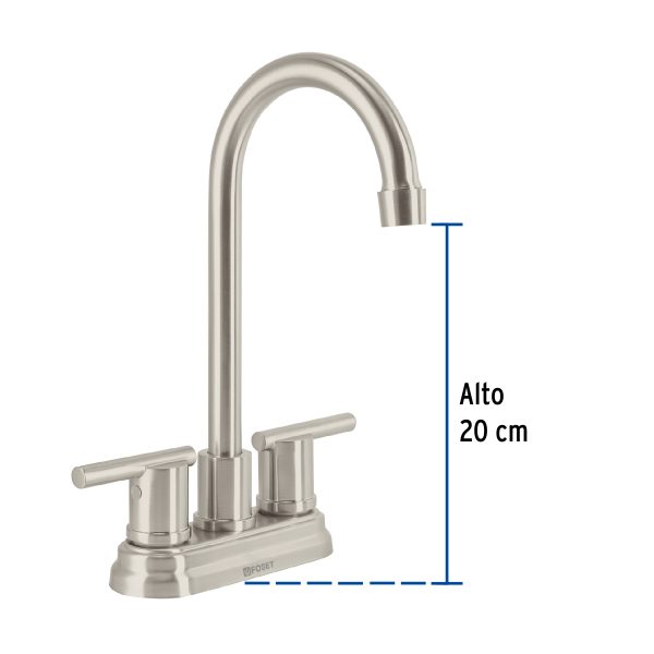 49942 - Mezcladora satín 4' para lavabo cuello tipo bar, Element