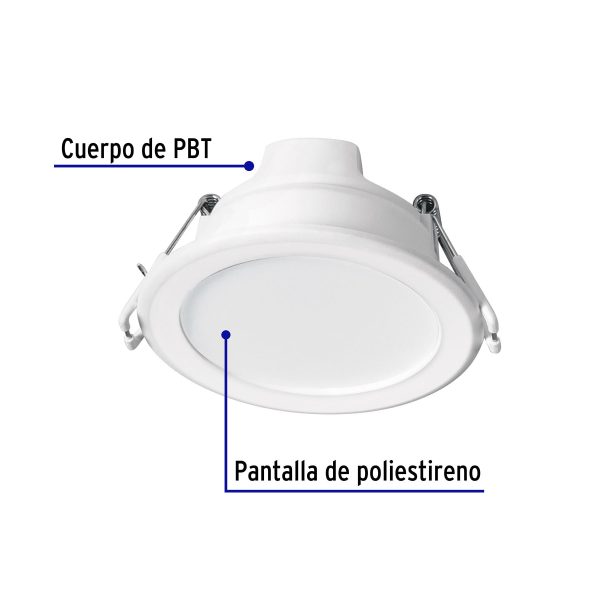 25086 - Luminario LED empotrable 5 W redondo, luz de día, Basic
