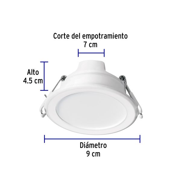 25086 - Luminario LED empotrable 5 W redondo, luz de día, Basic