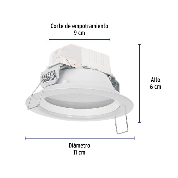 48346 - Luminario LED empotrado redondo de 5 W, luz de día, Volteck