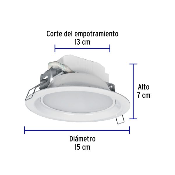 48347 - Luminario LED empotrado redondo de 6 W, luz de día, Volteck
