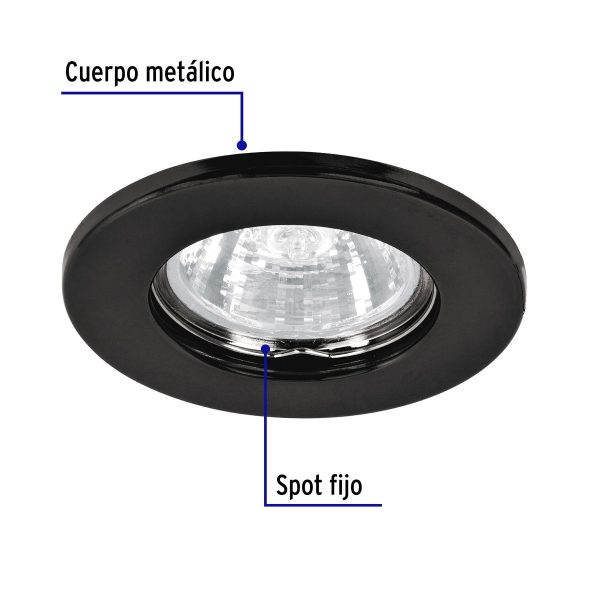 46613 - Luminario redondo negro spot fijo, lámpara no incluida