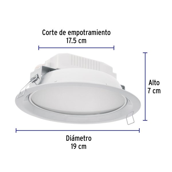 48348 - Luminario LED empotrado redondo de 12 W, luz de día, Volteck