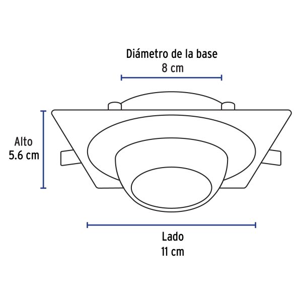 45571 - Luminario cuadrado satín spot esférico, lámpara no incluida