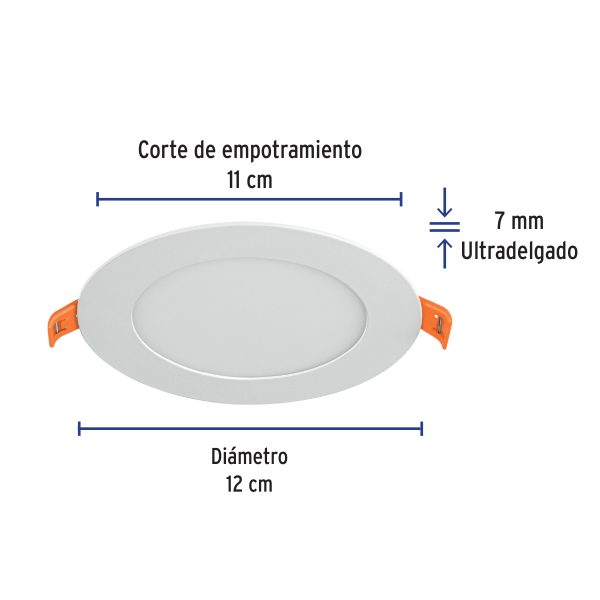 47409 - Luminario ultra delgado LED 6 W empotrar redondo luz cálida