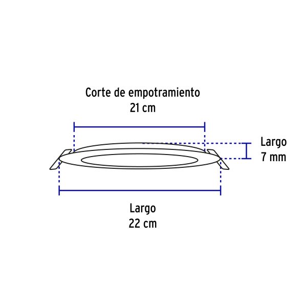 48548 - Luminario ultradelgado redondo p/empotrar 18W, luz de día
