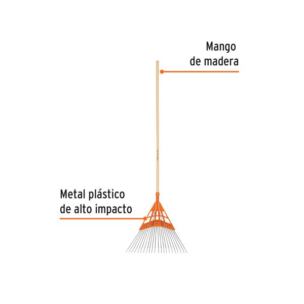 14332 - Escoba metal/plástico alto impacto, cabeza recta, 22 dientes