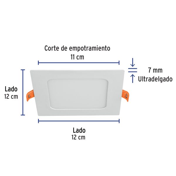 47406 - Luminario ultra delgado LED 6 W empotrar cuadrado luz cálida