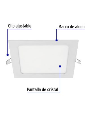 48541 - Luminario ultradelgado cuadrado p/empotrar 12W, luz de día