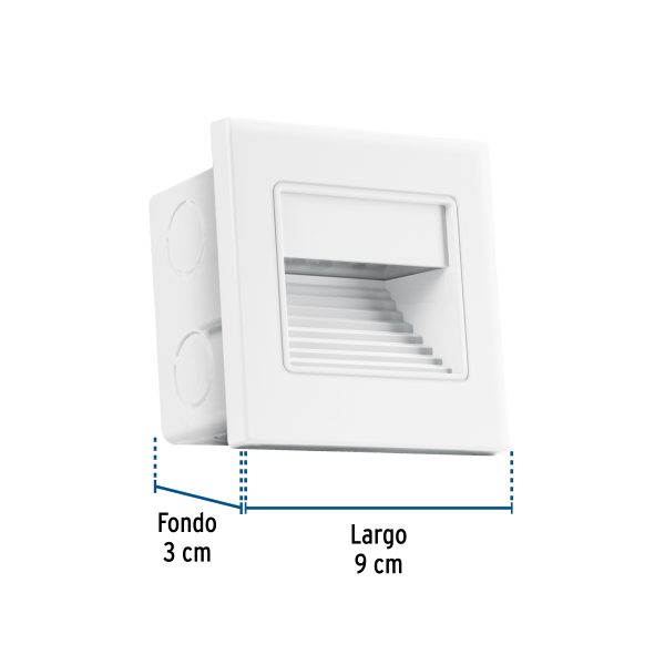 49498 - Luminario LED empotrable de cortesía 1 W, luz cálida, blanco