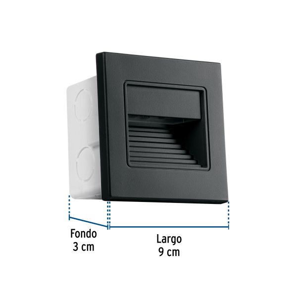 49499 - Luminario LED empotrable de cortesía 1 W, luz cálida, negro